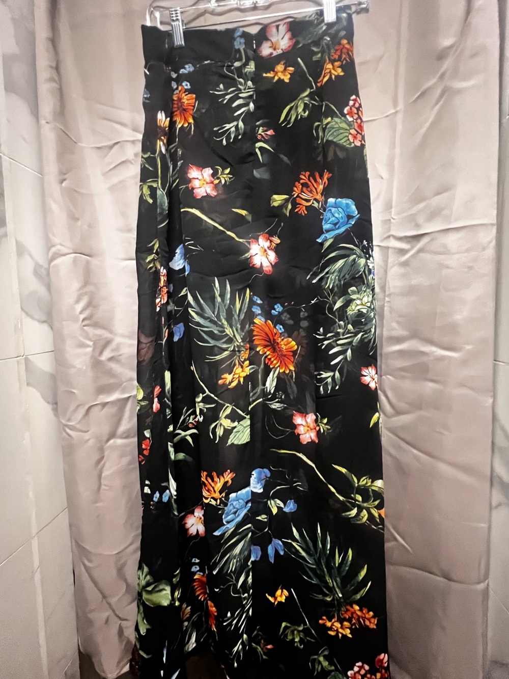 Floral Black Maxi Skirt - Women's Long Floral Print Skirt